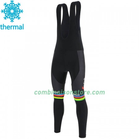 Collant à Bretelles 2020 Trek-Segafredo UCI World Champion Hiver Thermal Fleece N001